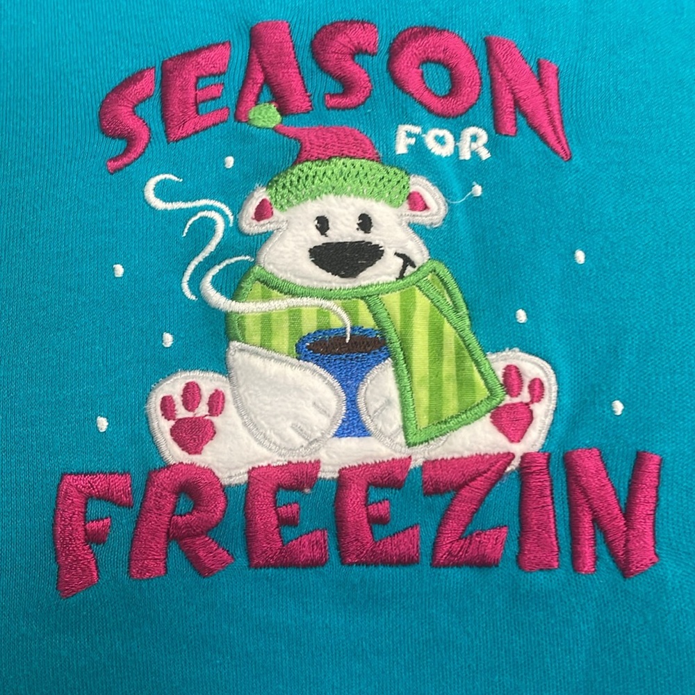 M & C Sportswear Season for Freezin Freezing polar bear coffee long sleeve top L
